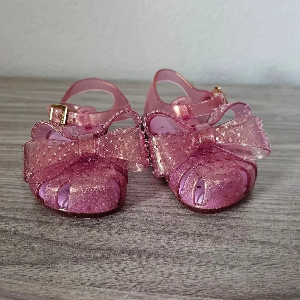 Mini Melissa Aranha ARANHA XIII Pink Glitter Big Bow Studded Toddler Kids 6